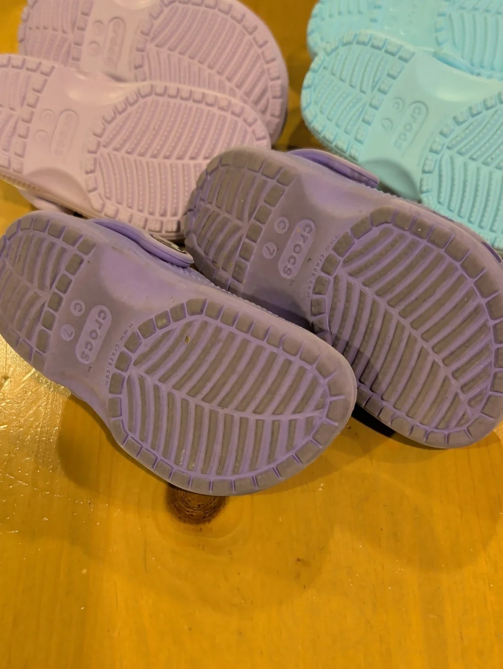 Lot Of 3 Pairs Of Toddler Crocs Size 7 Two New One Worn Blue Purple And Lilac